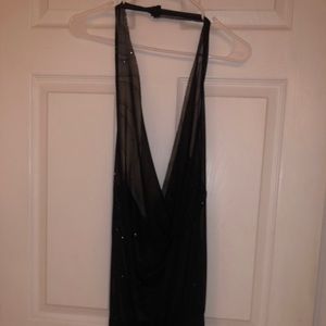 Sheer black dress with bra and skirt